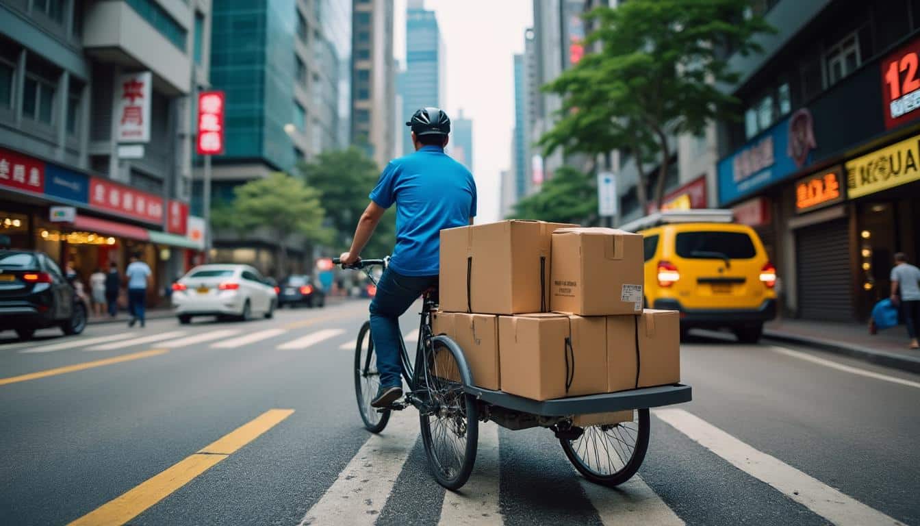 Photos de la cyclo-HK-Logistic : logistique urbaine durable en action